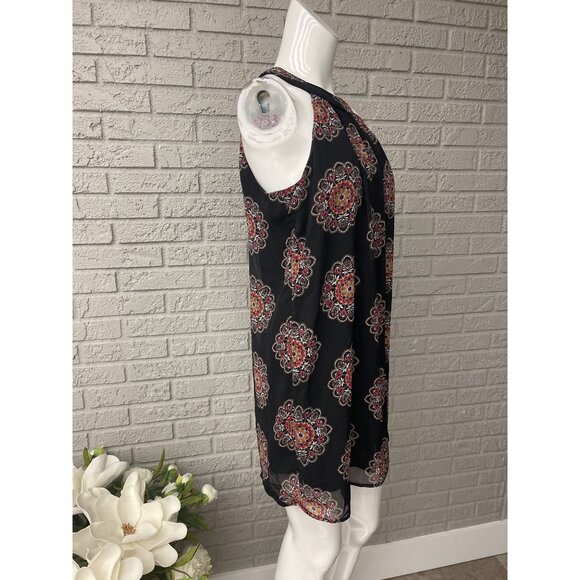 Crystal Sky Women Black & Red Medallion Print Halter Mini Dress Size S - Picture 2 of 9